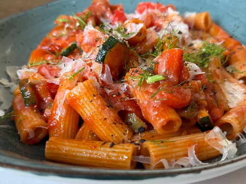 Ragitoni met gegrilde groenten