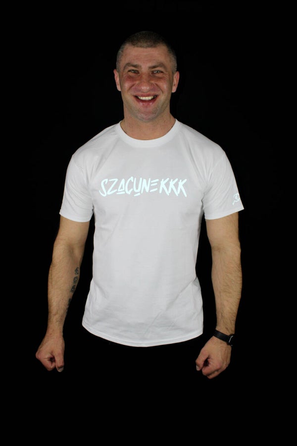 T-shirt Bialy Meski SZACUNEKKK