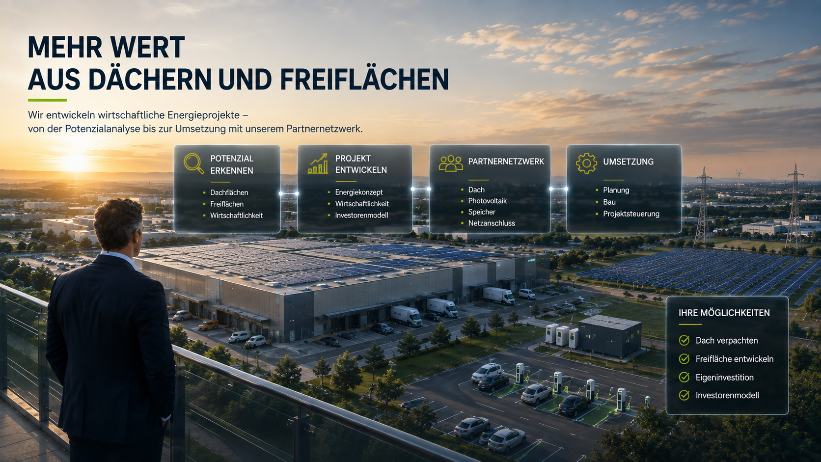 Infografik zur Entwicklung eines wirtschaftlichen Energieprojekts