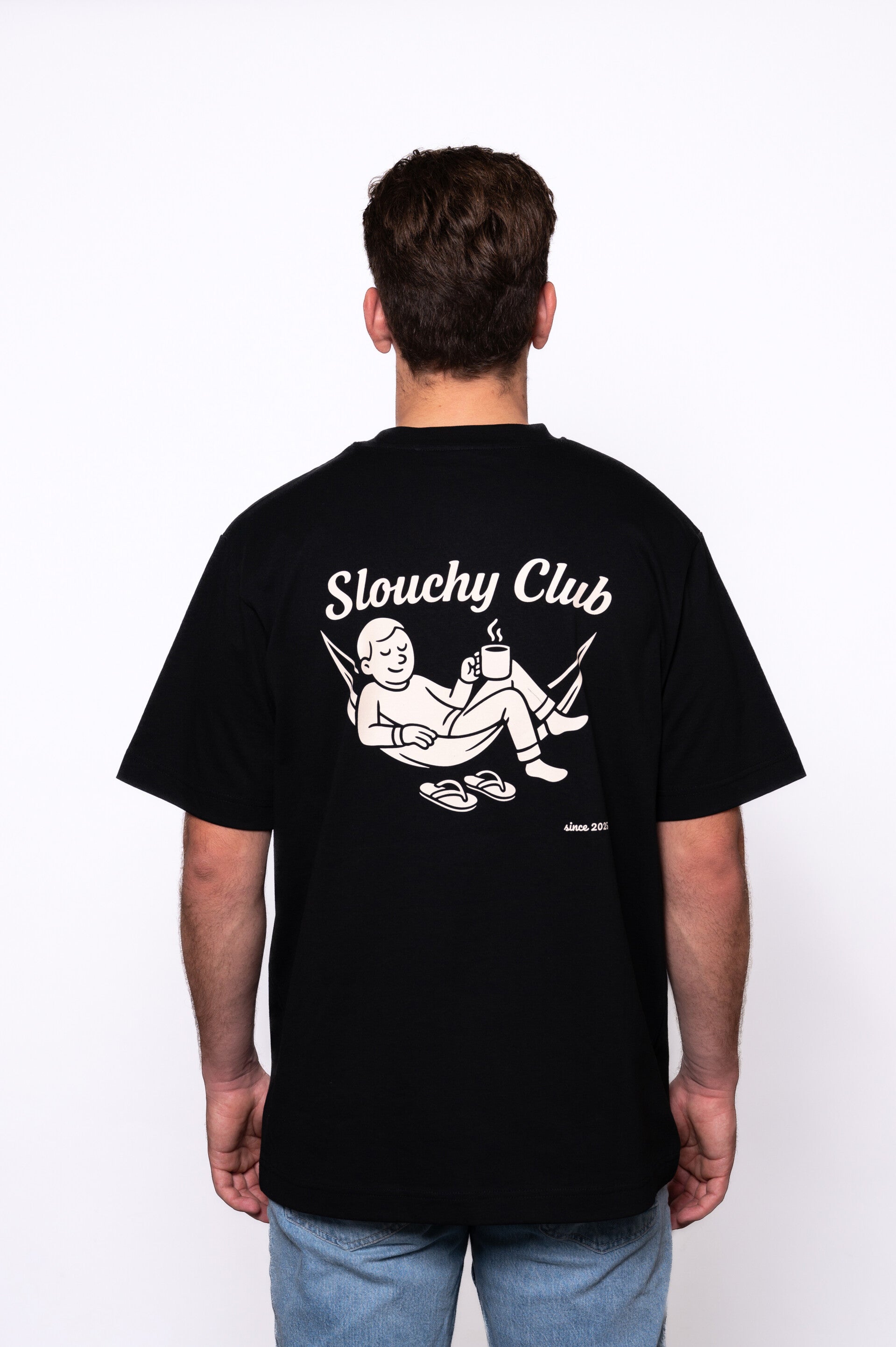 Oversized Slouchy Club tee black x beige