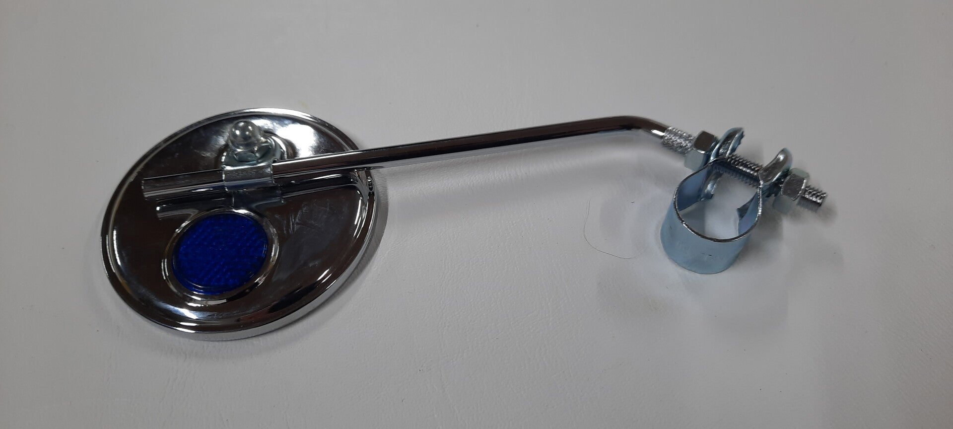 1 Blue Round Reflector Chrome Bicycle Mirror