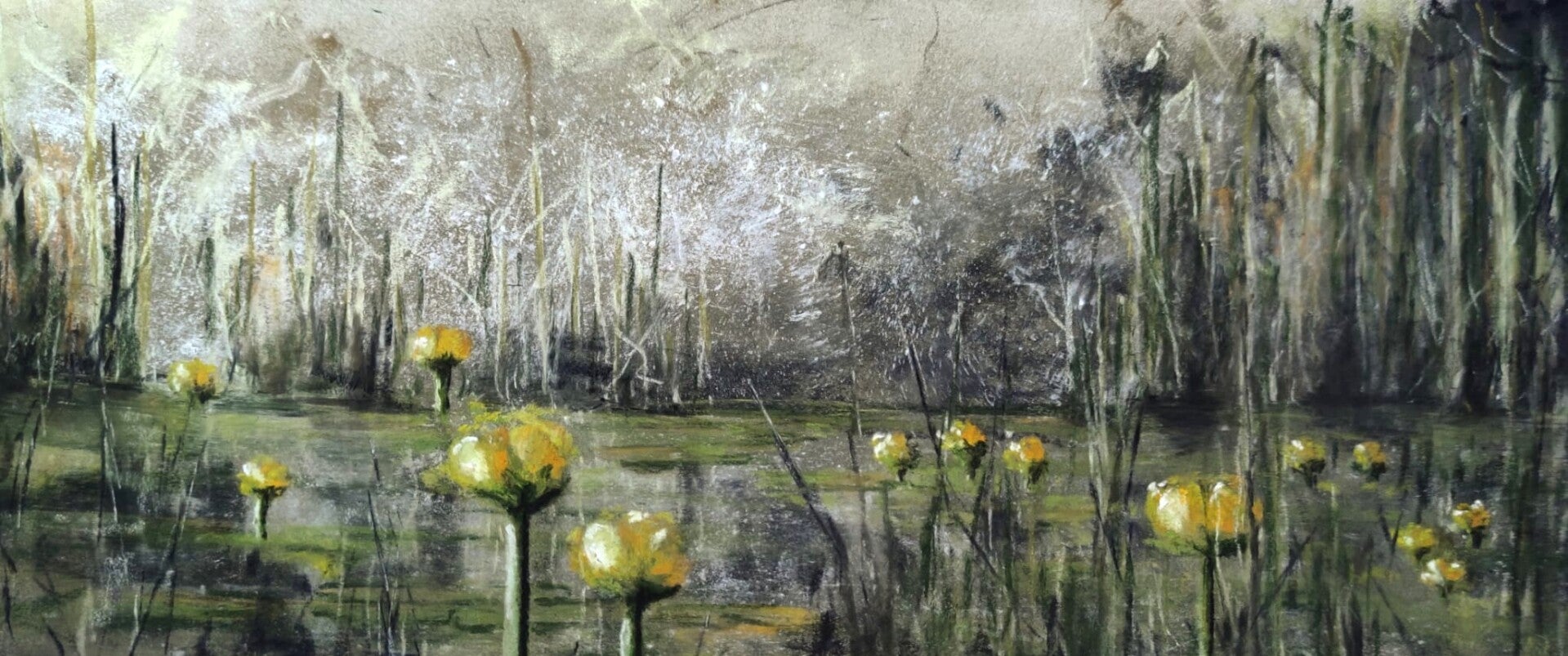 Nénuphars, pastel 20x50cm, 370€