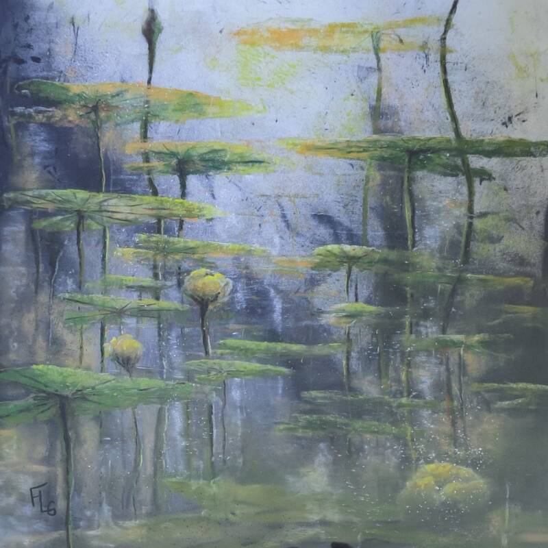 Nénuphars IV, pastel 50x50cm, 600