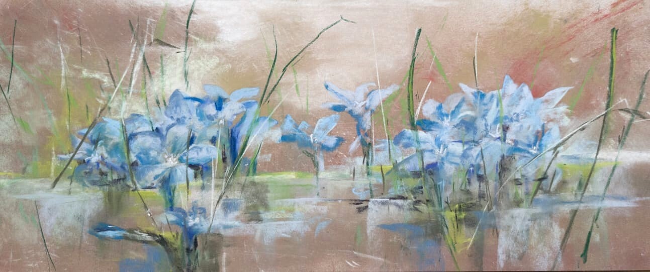 Reflets bleus, pastel 20x50cm, 370€