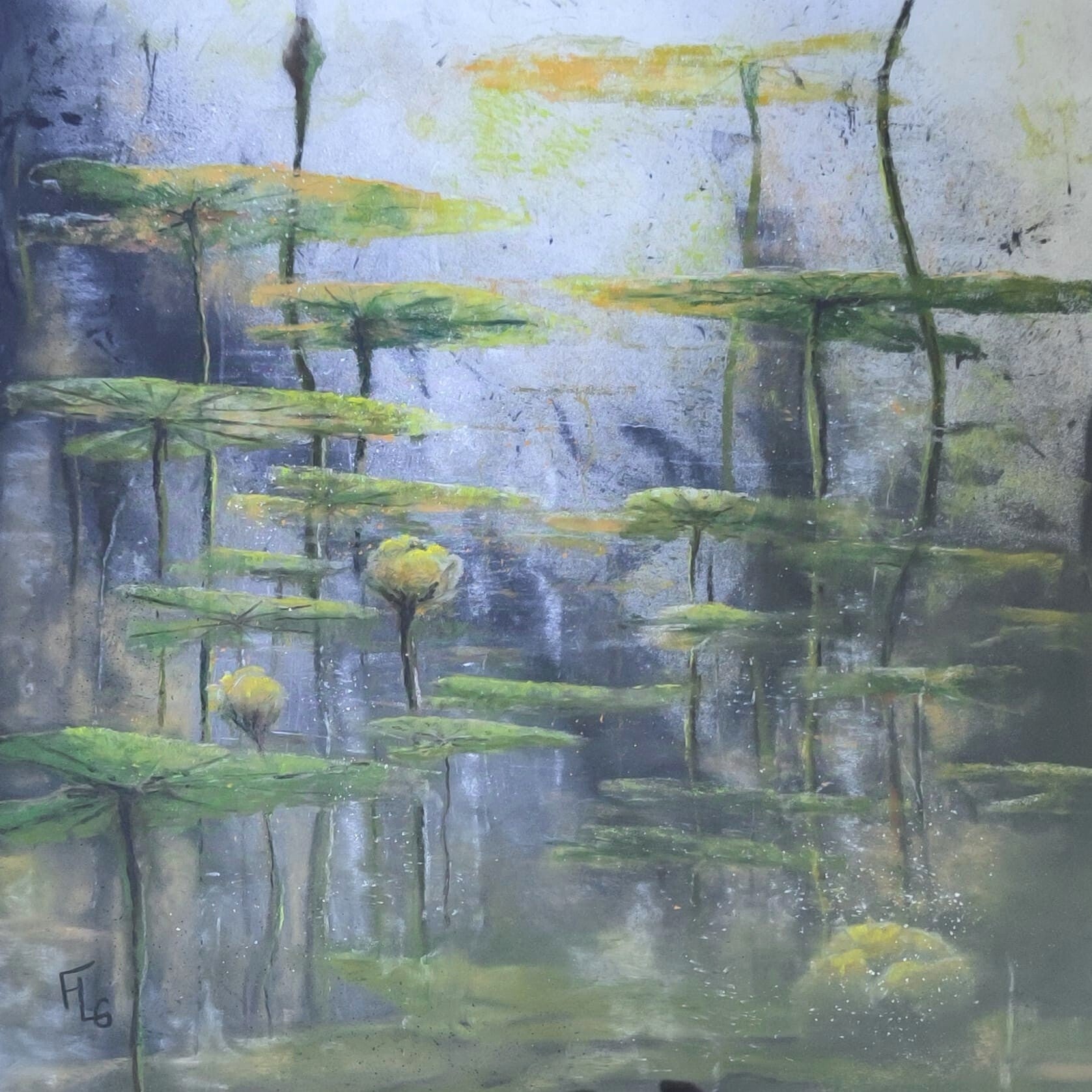 Nénuphars IV, pastel 50x50cm, 600