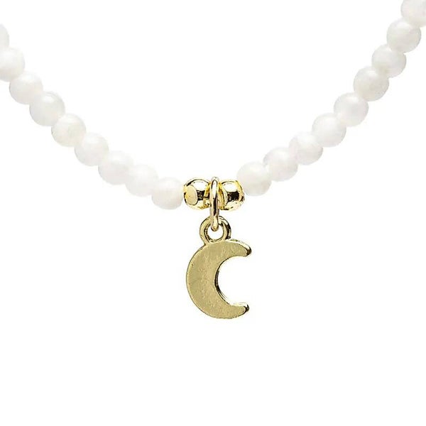 Verstelbare ketting met - maansteen en maanhanger