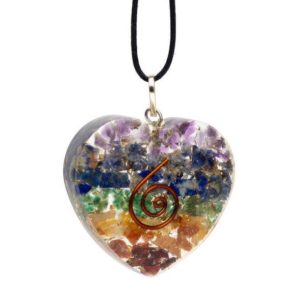 Orgonite hartvormige hanger in verschillende kleuren