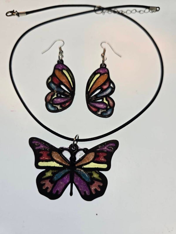 Butterfly Earrings and Necklace