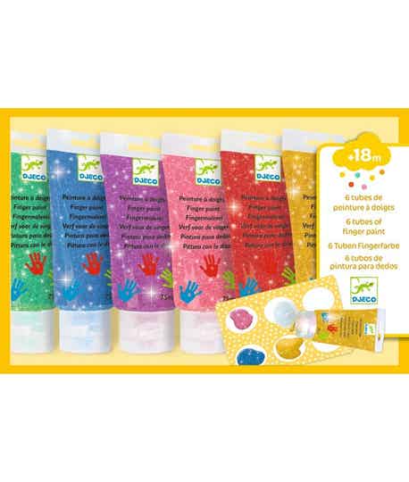 6 tubes vingerverf - Glitter Djeco