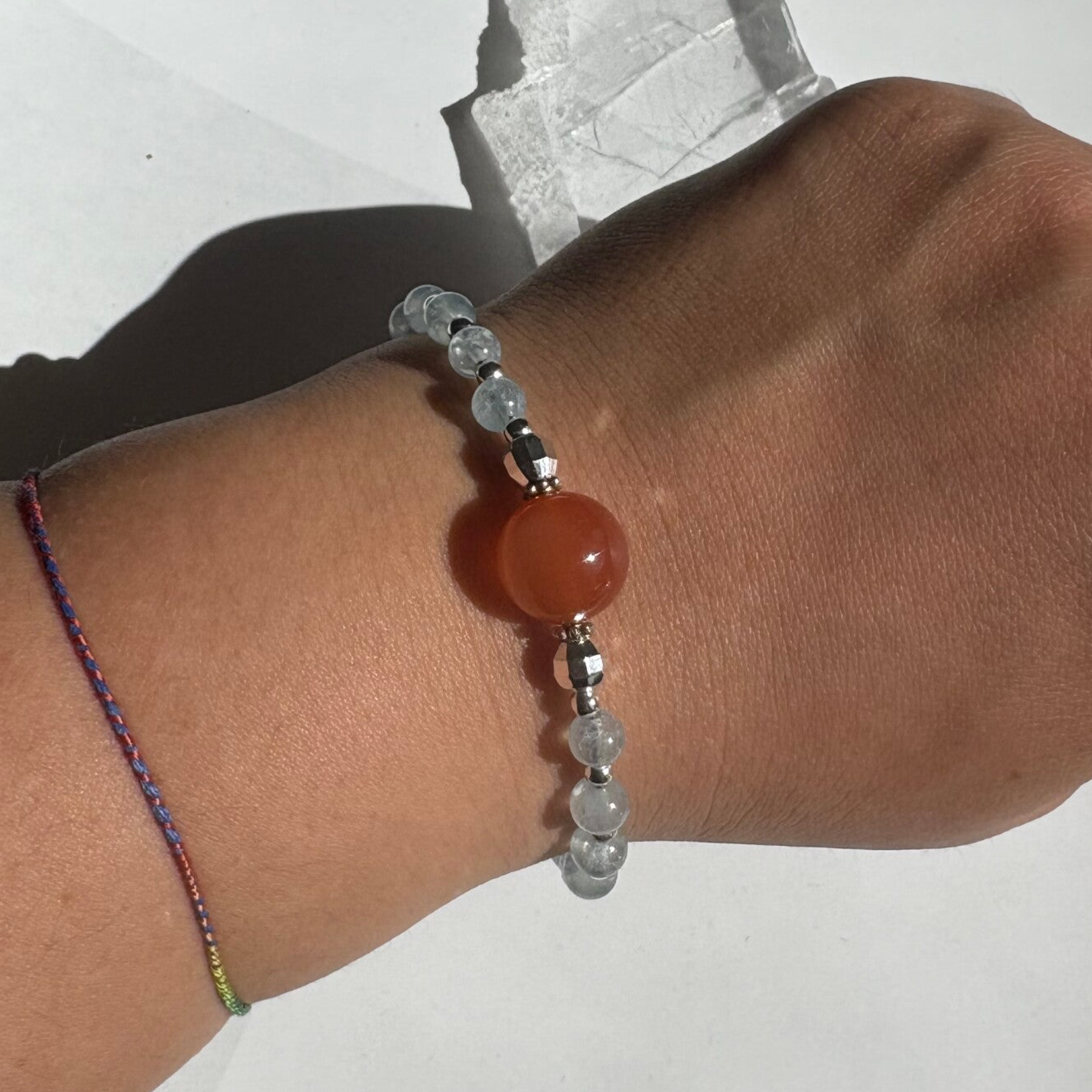 Aquamarine with Carnelian bracelet