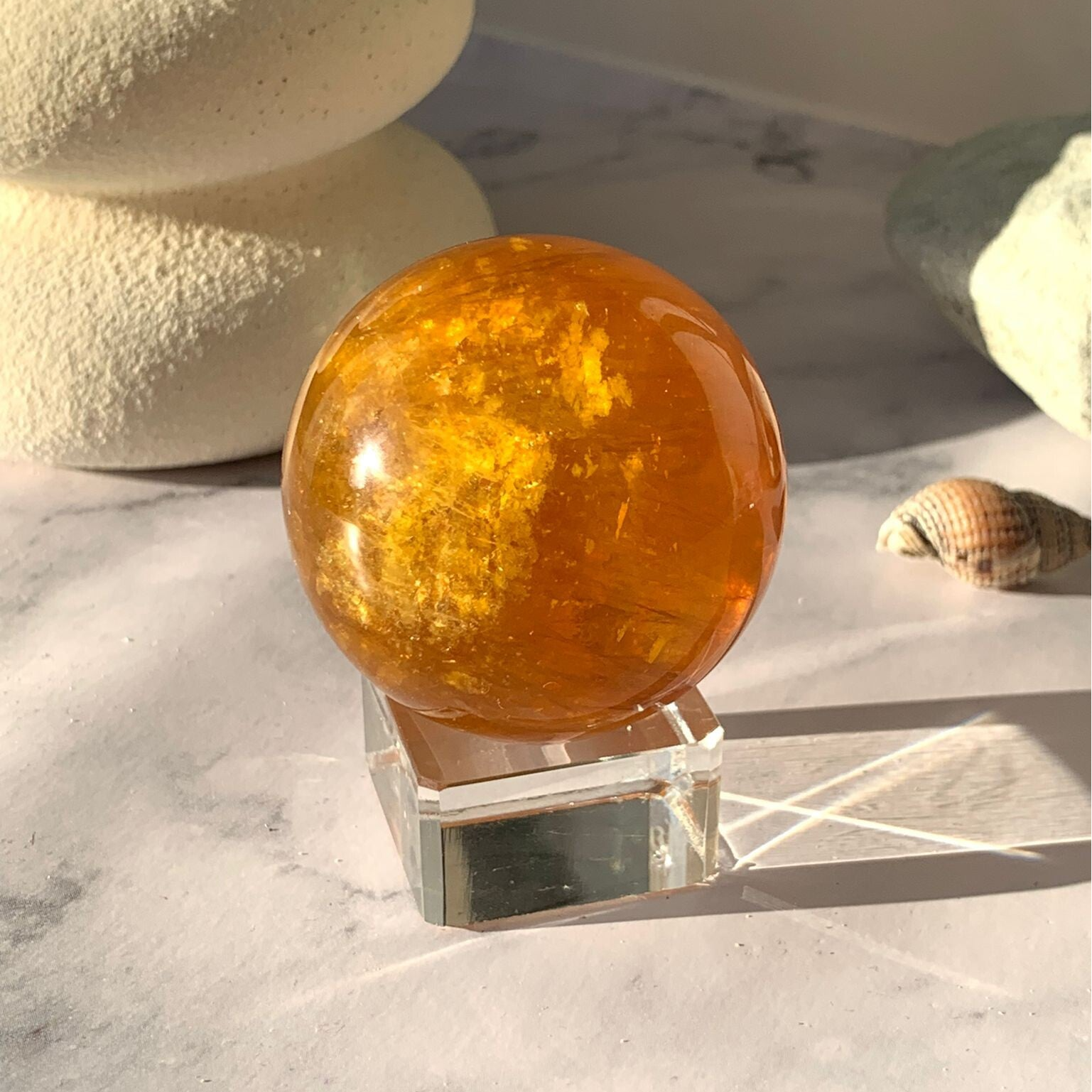 Fluorite with Garden & Mica Sphere