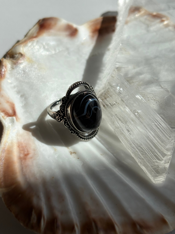 Black Agate Ring