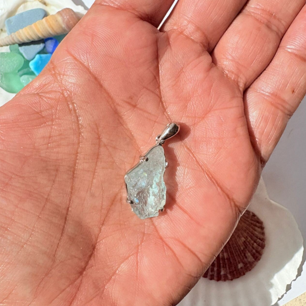 Raw Beryl Pendant  S925 Silver