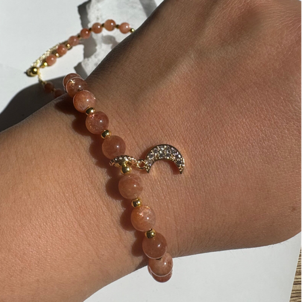 Crescent Moon Sunstone Bracelet