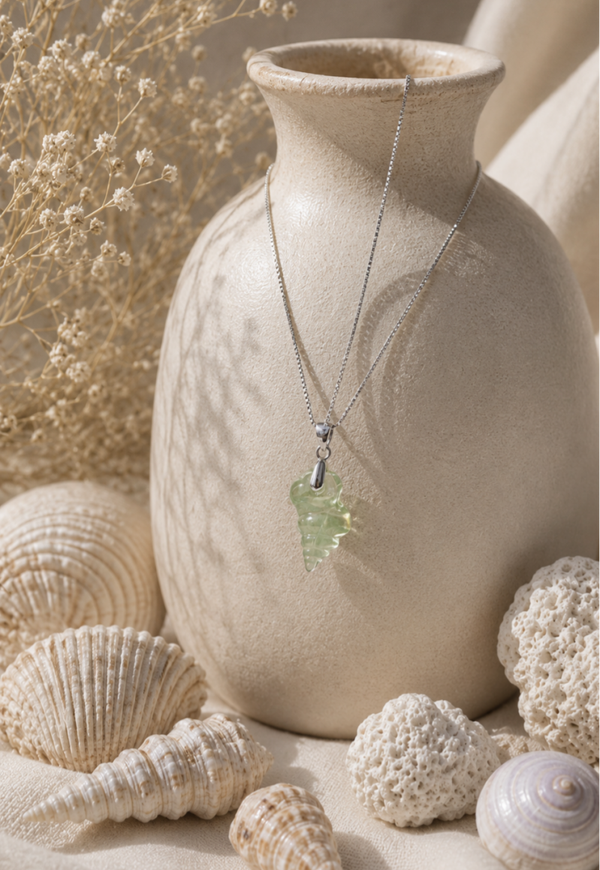 Aqua Fluorite Shell Pendant s925