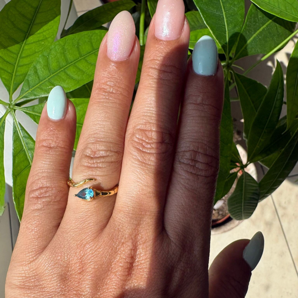 Blue Topaz Snake ring s925