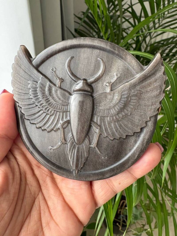 Silver sheen obsidian Scarabee