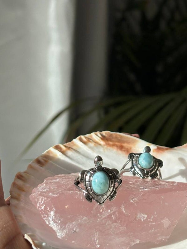Larimar Sea Turtle Ring