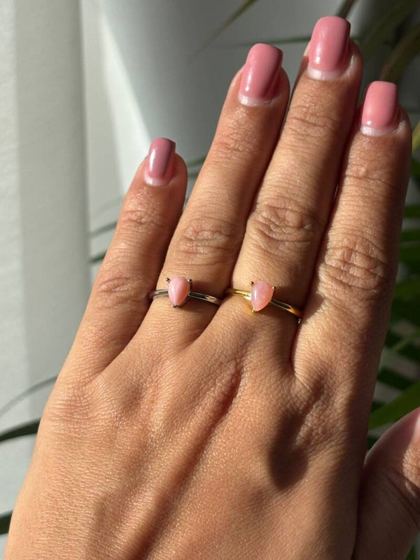 Pink Opal Tears of the Heart ring