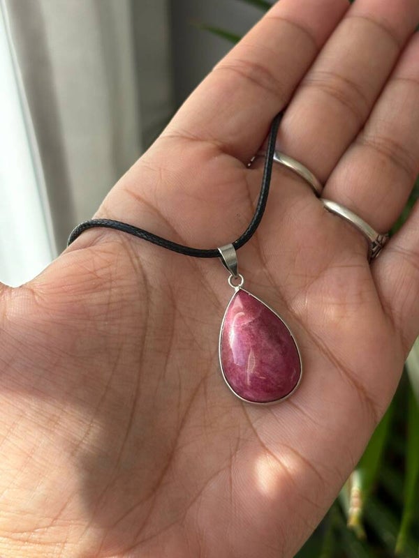 Rhodonite teardrop pendant