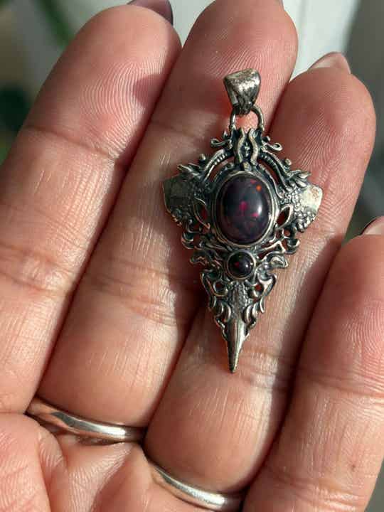 New Queen of Shadows Black Opal Pendant