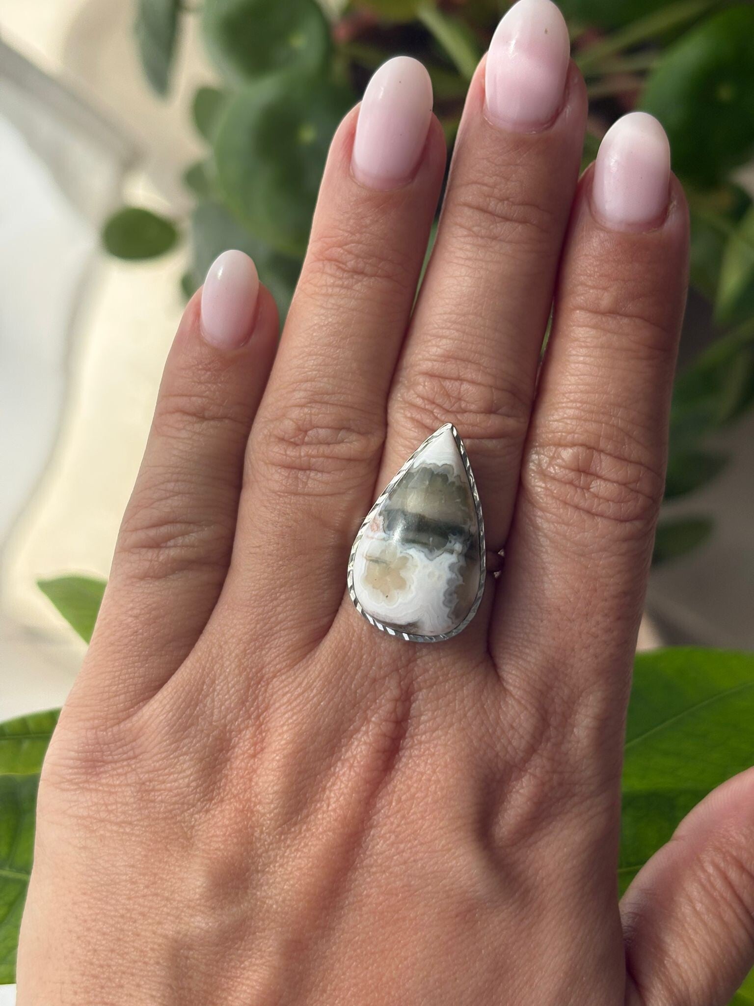 Ocean Jasper Teardrop Ring