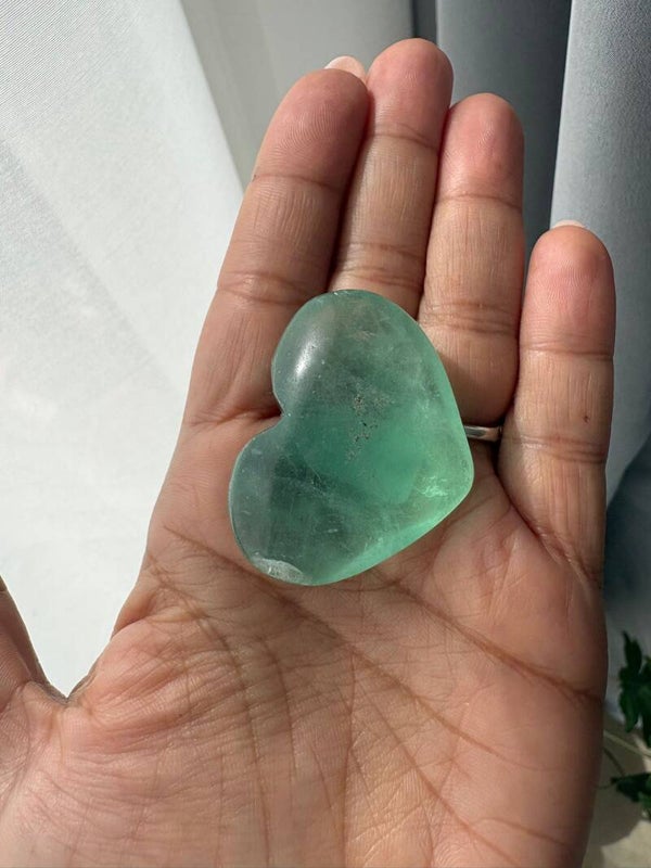 Aqua Fluorite Heart Palmstone