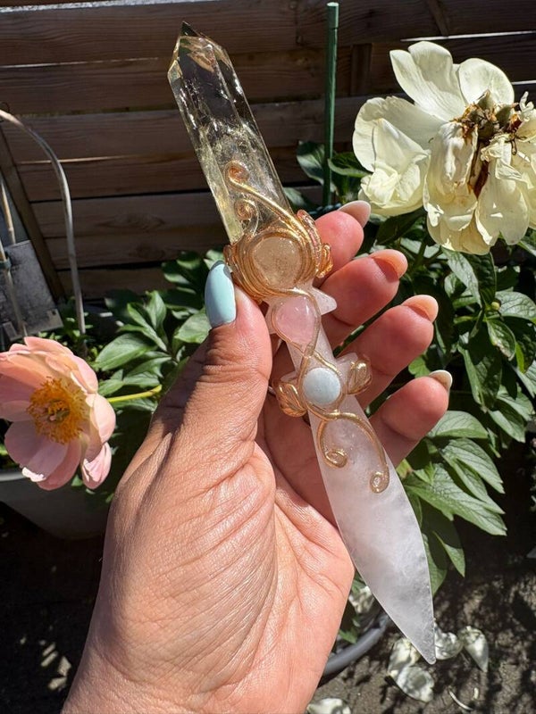 Clear quartz and Citrine Athame