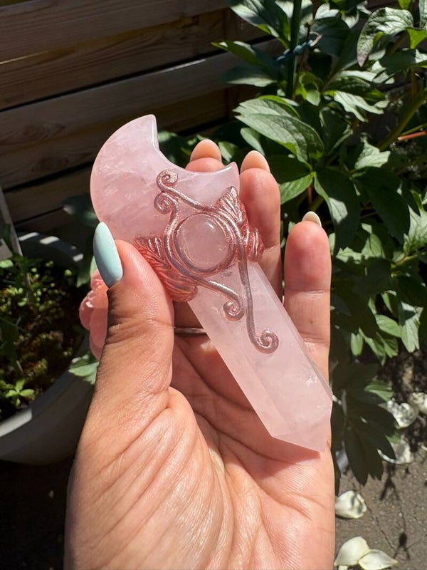 Rose Quartz Moon Wand