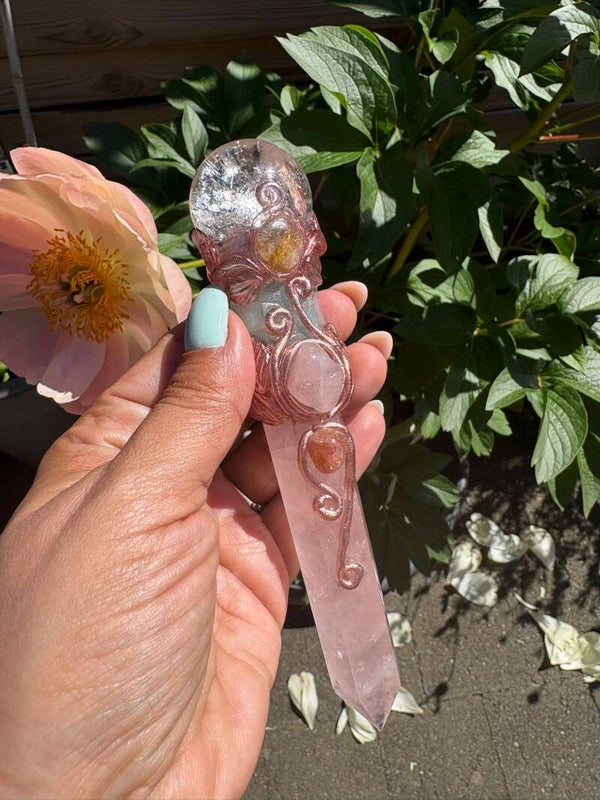 Rose Quartz, Fluorite Clearquartz wand