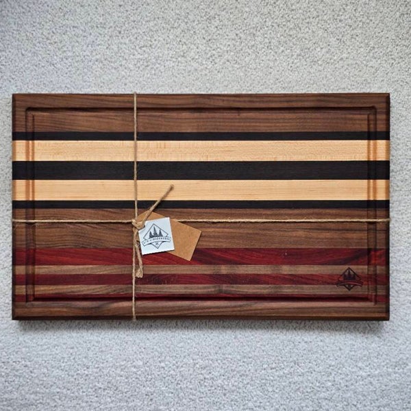 Snijplank Walnoot, Wengé, Esdoorn & Padoek - 46,5 x 28 x 3 cm