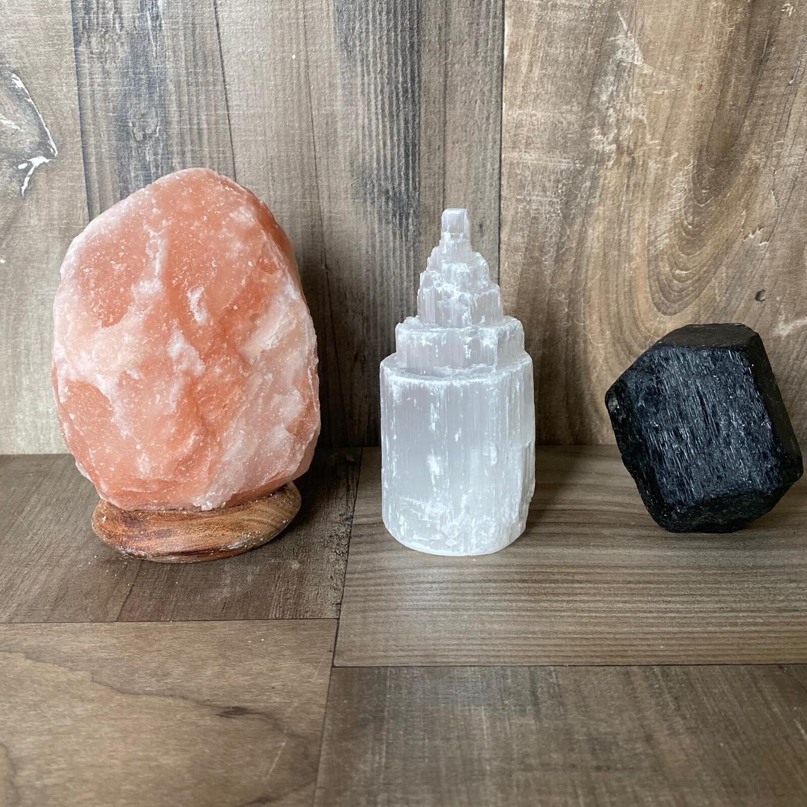 Trio Succes met Zoutlamp, Seleniet en Zwarte Toermalijn