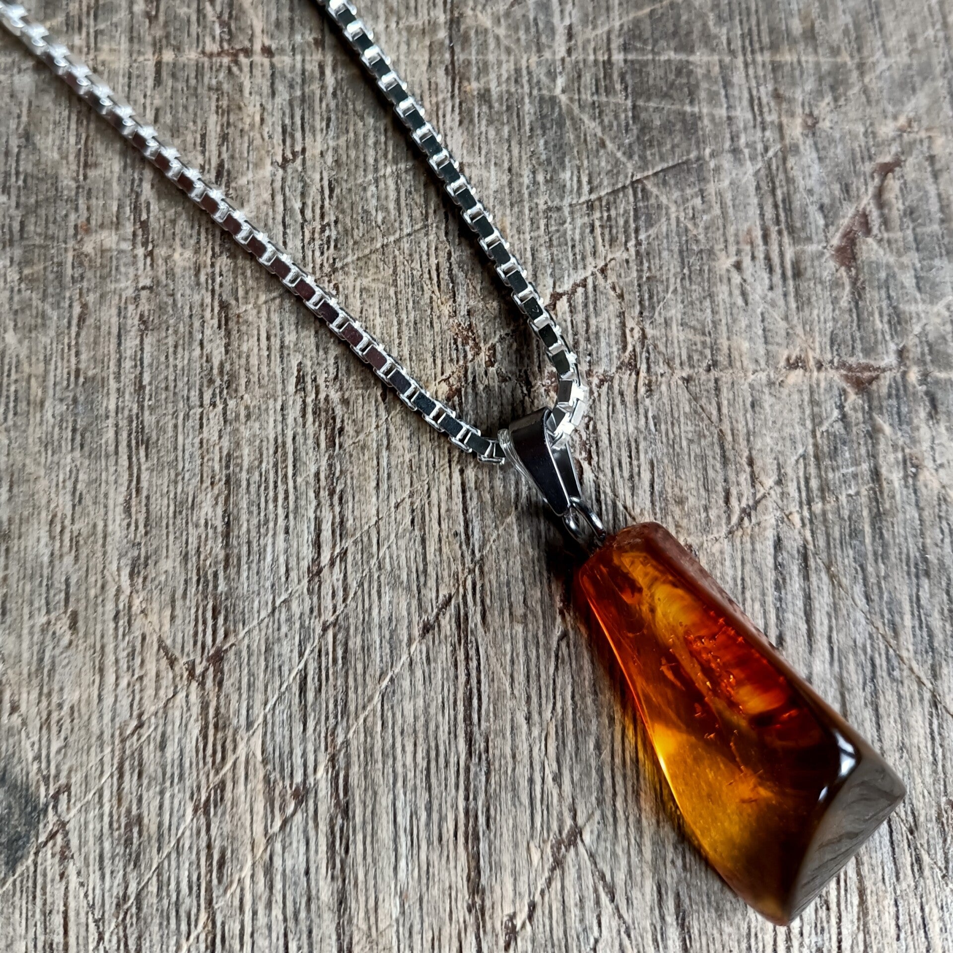 Ketting Barnsteen - Verwarmend - Zilver 60 cm