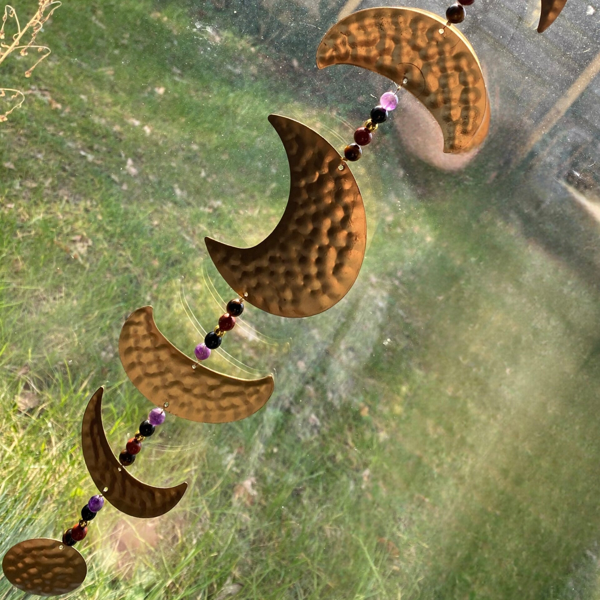 Raamhanger Maanstanden Amethist & Tijgeroog & Git & Rode Jaspis - 55cm