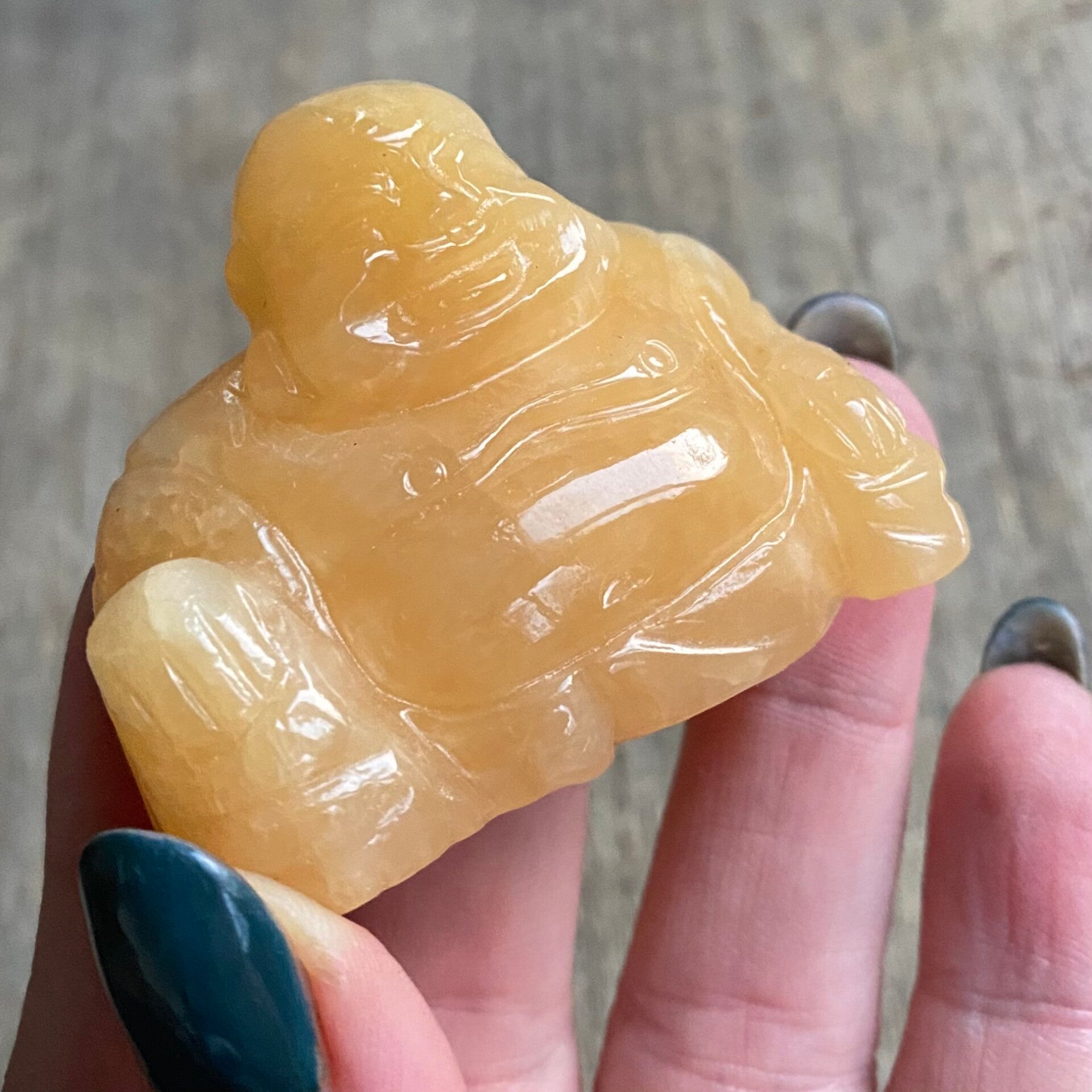 Gele Calciet - Groei - Happy Boeddha - 5 cm - Geluk - Succes - Welvaart