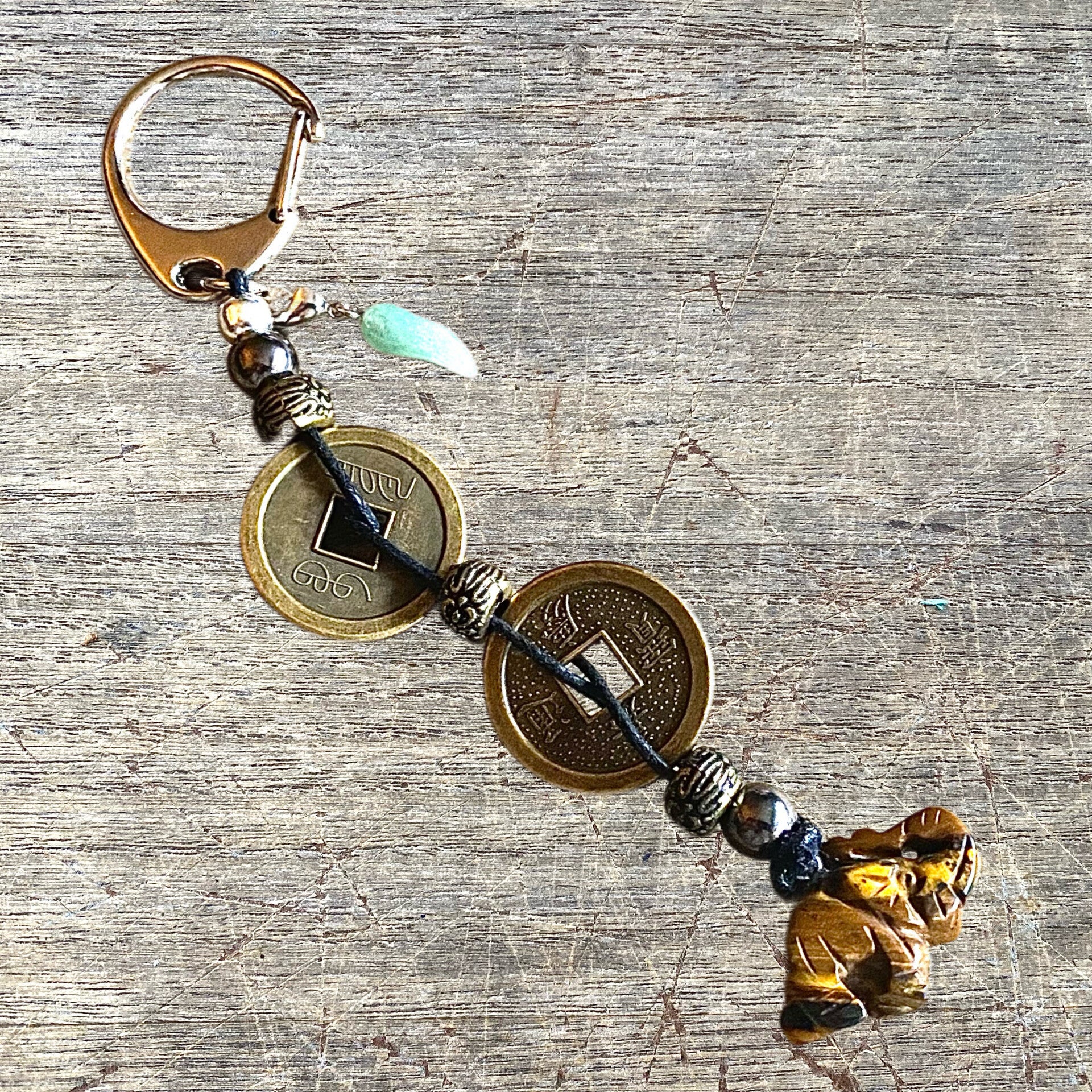 Sleutelhanger Tijgeroog Olifant - Geluksmuntjes - Aventurijn