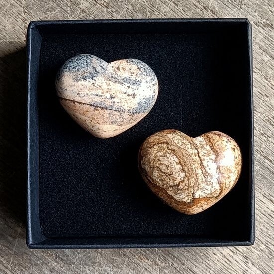 Duo Jaspis Landscape Hartjes - Bewustzijn