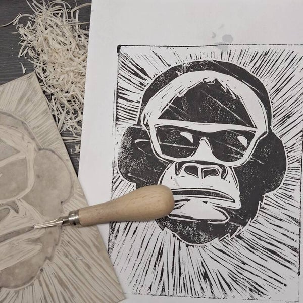 Workshop lino op papier en tote bag