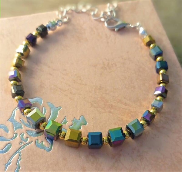 Armband Würfel Metallic mit Schmuckbox