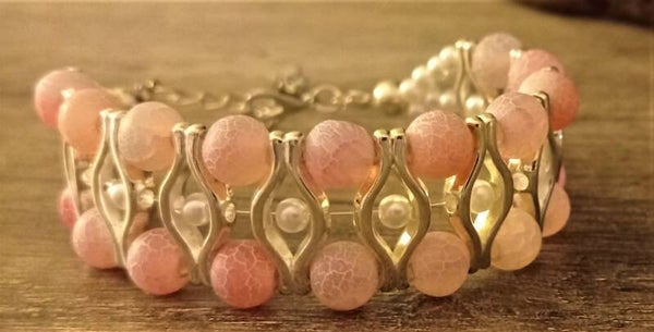 Armband Breit Achat Rosa