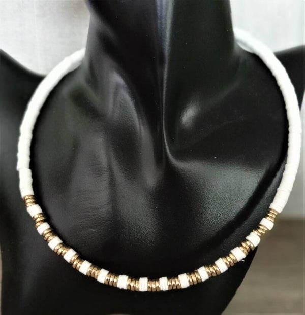 Collier Katsukiperlen Weiß-Gold