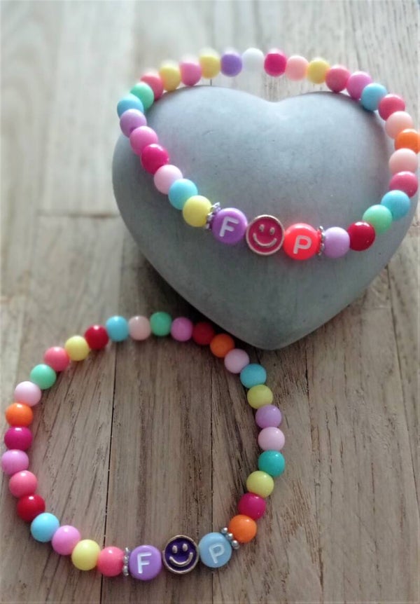 Partnerarmband ♥      Bunt Smiley Personalisiert   ( 1 Stk.)