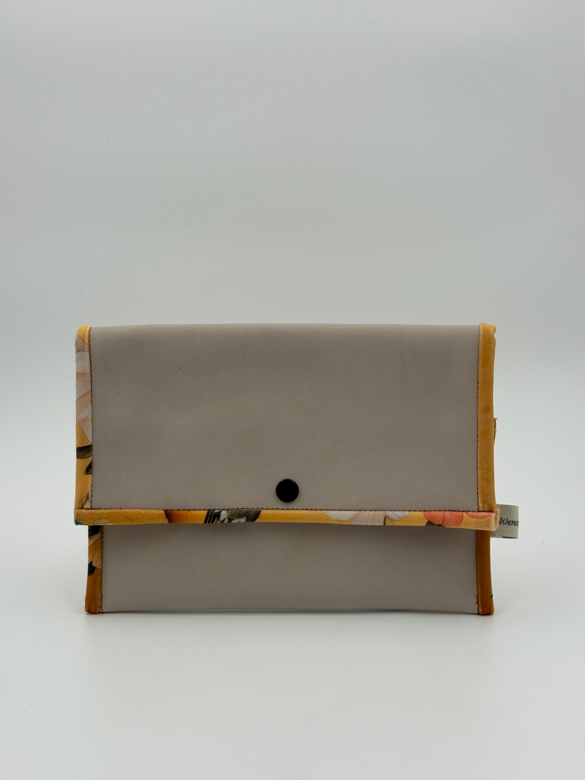 Etui tas , beige , vogel fluweel