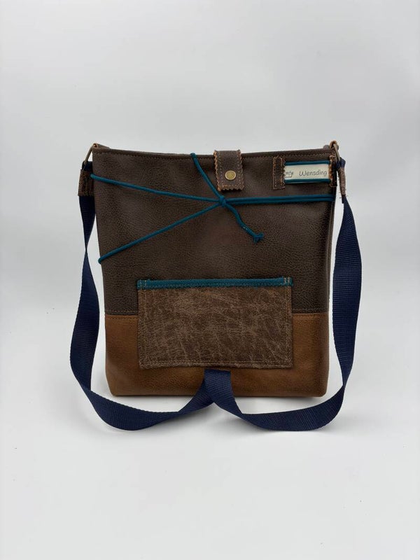 Schoudertas Bruin / peacock blauw