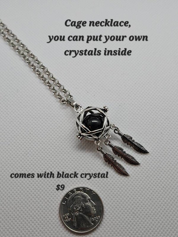 Dream catcher cage necklace