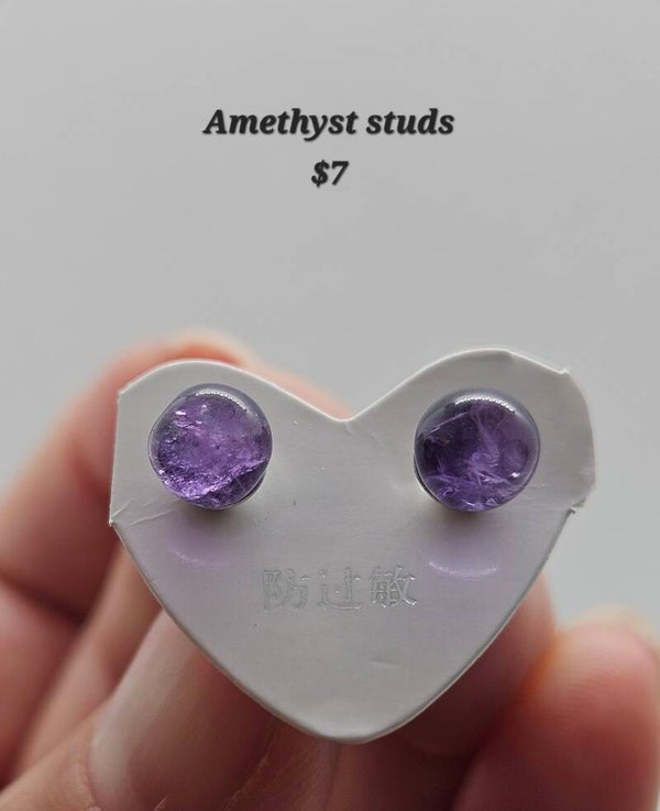 Amethyst stud earrings