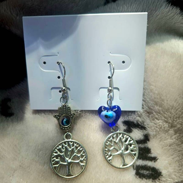 Evil eye/tree of life earrings