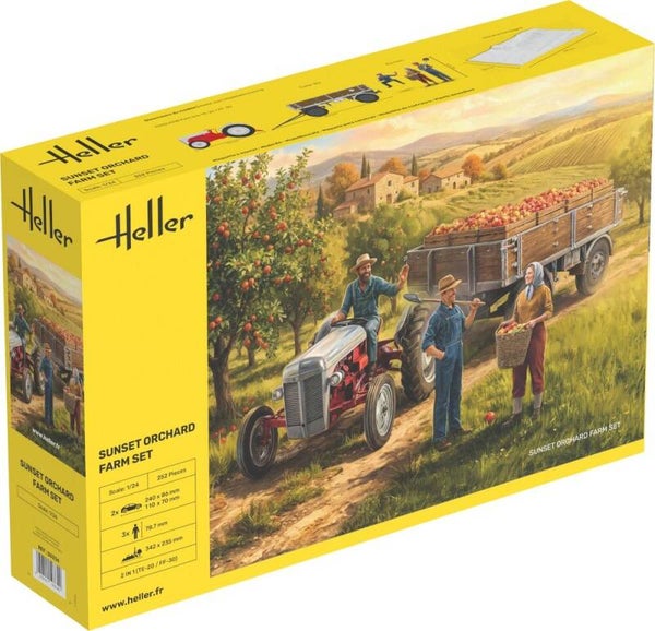 HELLER : REF : 50334 : 1:24 : FRANCE : THEME SET : Sunset Orchard Farm Set (BOUTIQUE EDITION (3 Fig.))