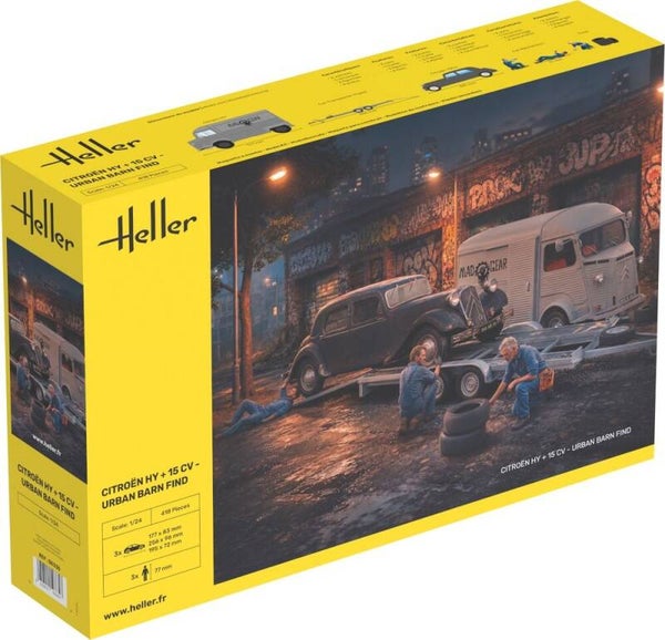 HELLER : REF : 50335 : 1:24 : FRANCE : THEME SET : Citroen HY + 15CV : Urban Barn Fin (3 Fig.)
