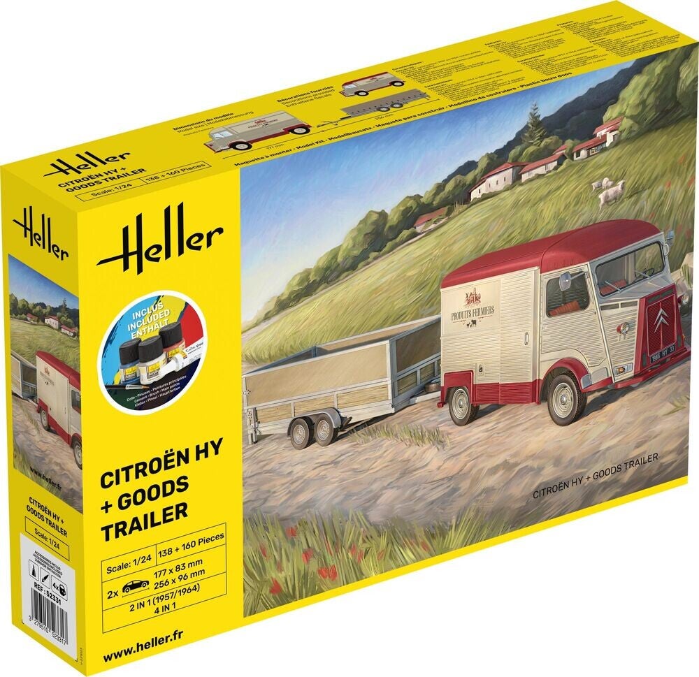 HELLER : REF : 52331 : 1:24 : FRANCE : Citroën : HY + Goods Trailer (1948-1981) (STARTER KIT) (LIMITED EDITION)